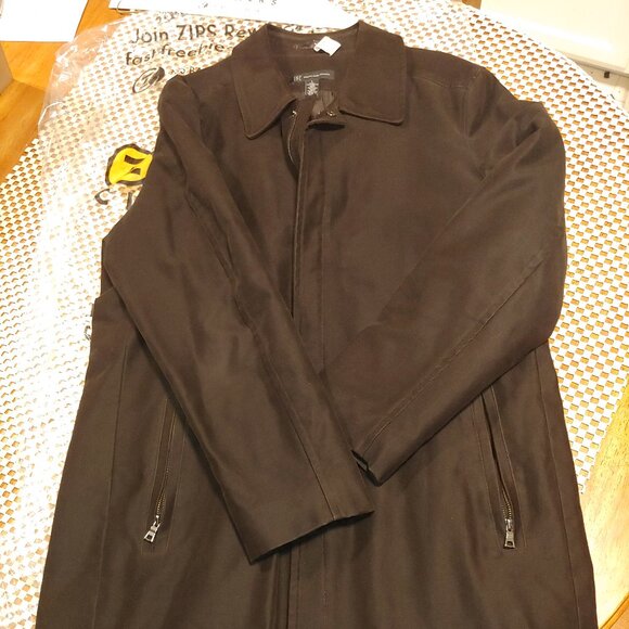 Cotton Twill Insulated Classy Coat - Size Large  - Color Brown - Picture 1 of 12